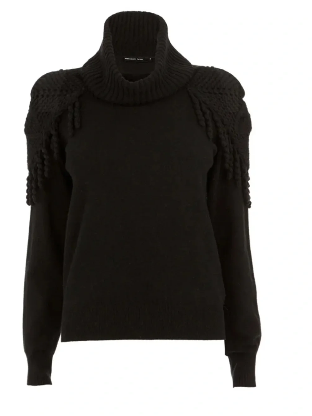 Karen Millen The Allier Turtleneck Sweater with Shoulder Fringe - Picture 1 of 6